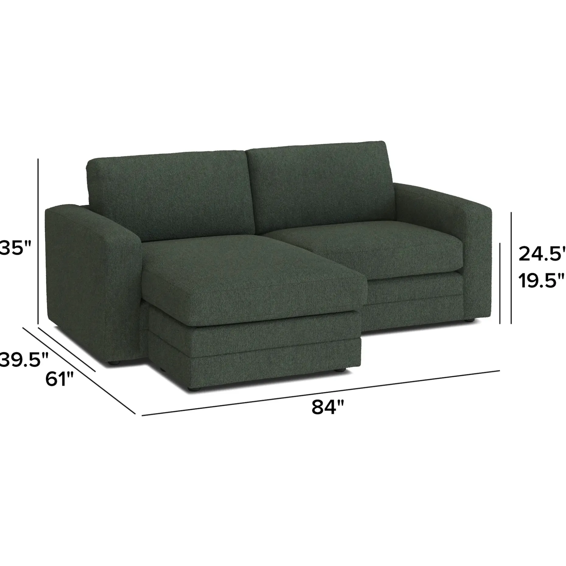 Riley 84" Reversible Storage Sectional - Green Wool Bouclé