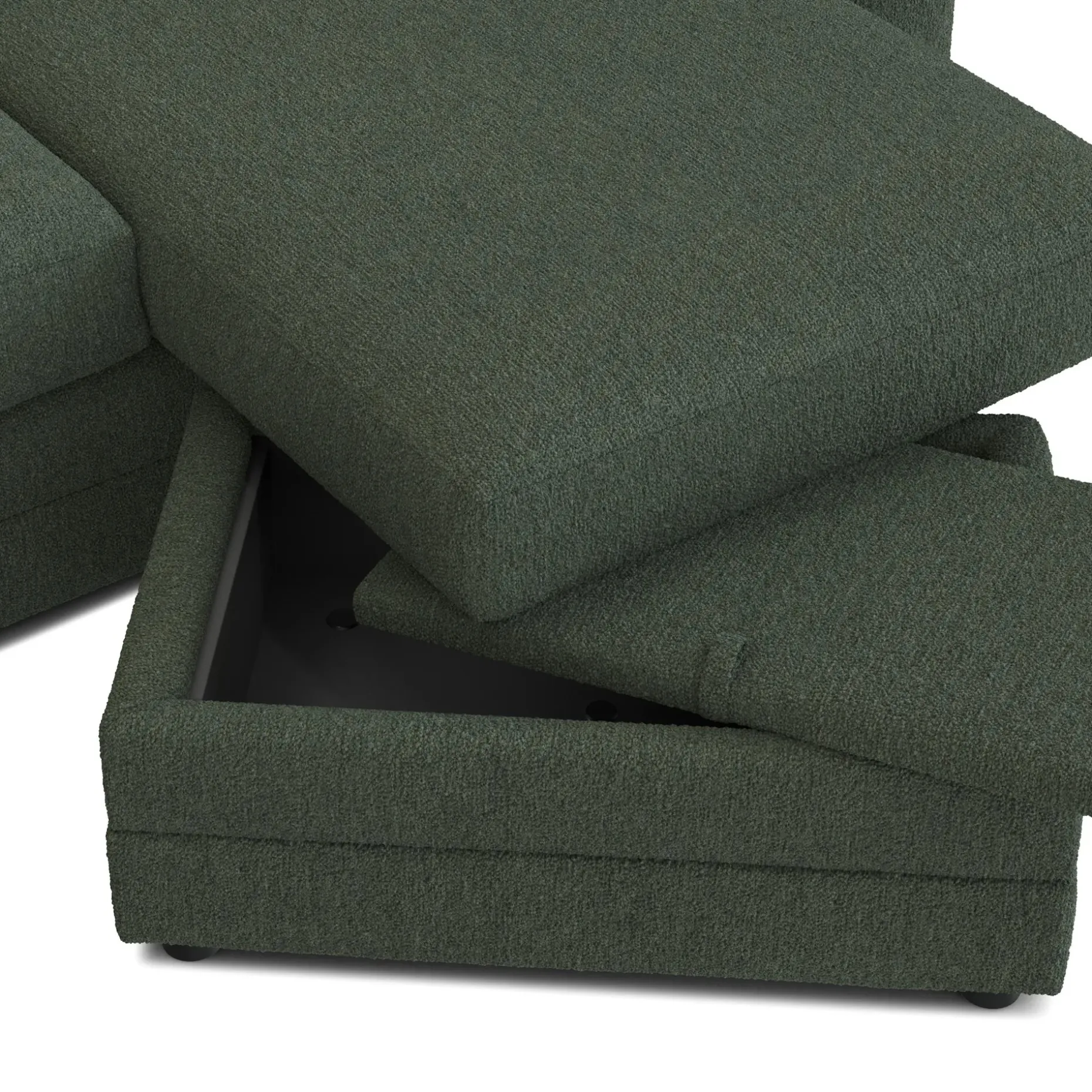 Riley 84" Reversible Storage Sectional - Green Wool Bouclé
