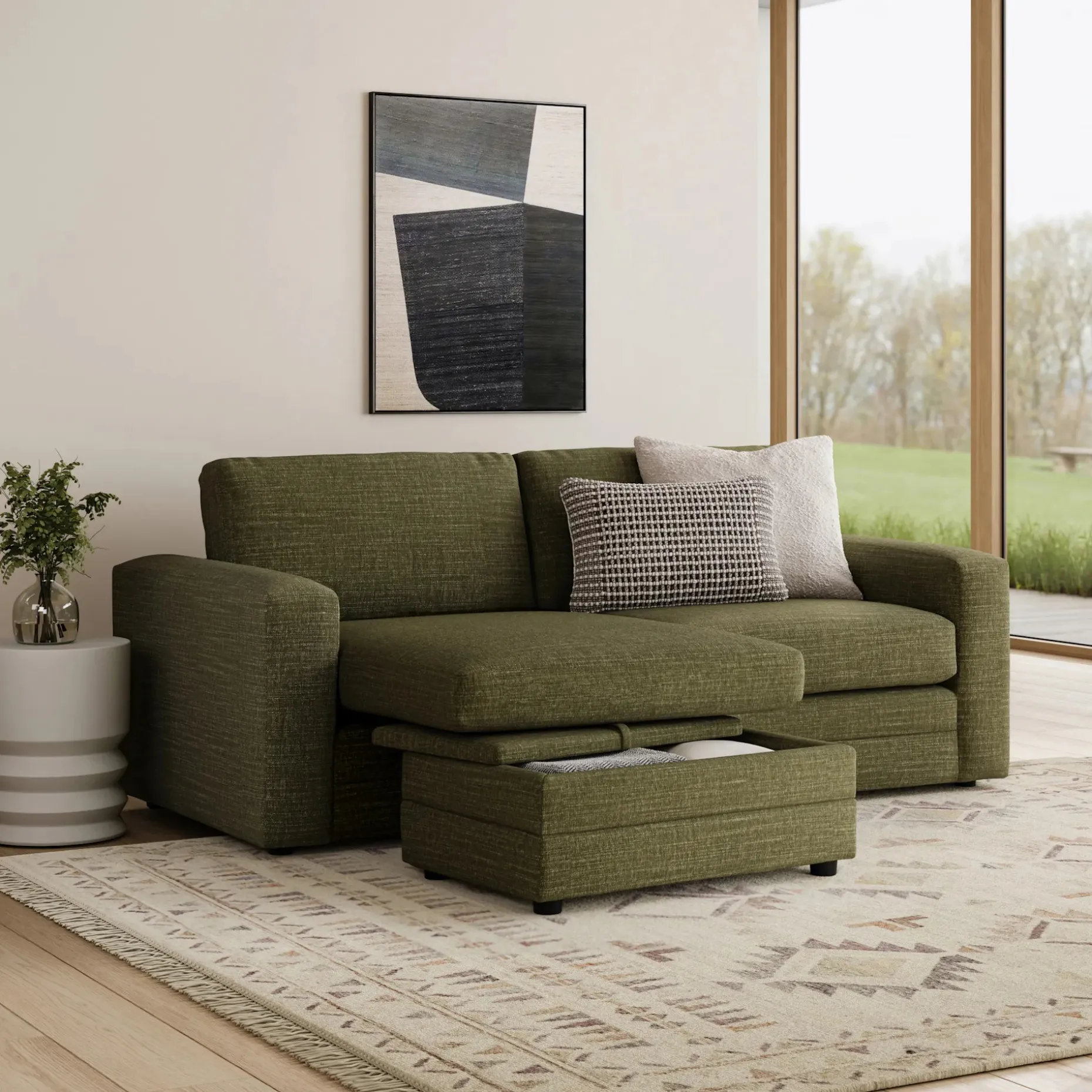 Riley 84" Reversible Storage Sectional - Napa Moss