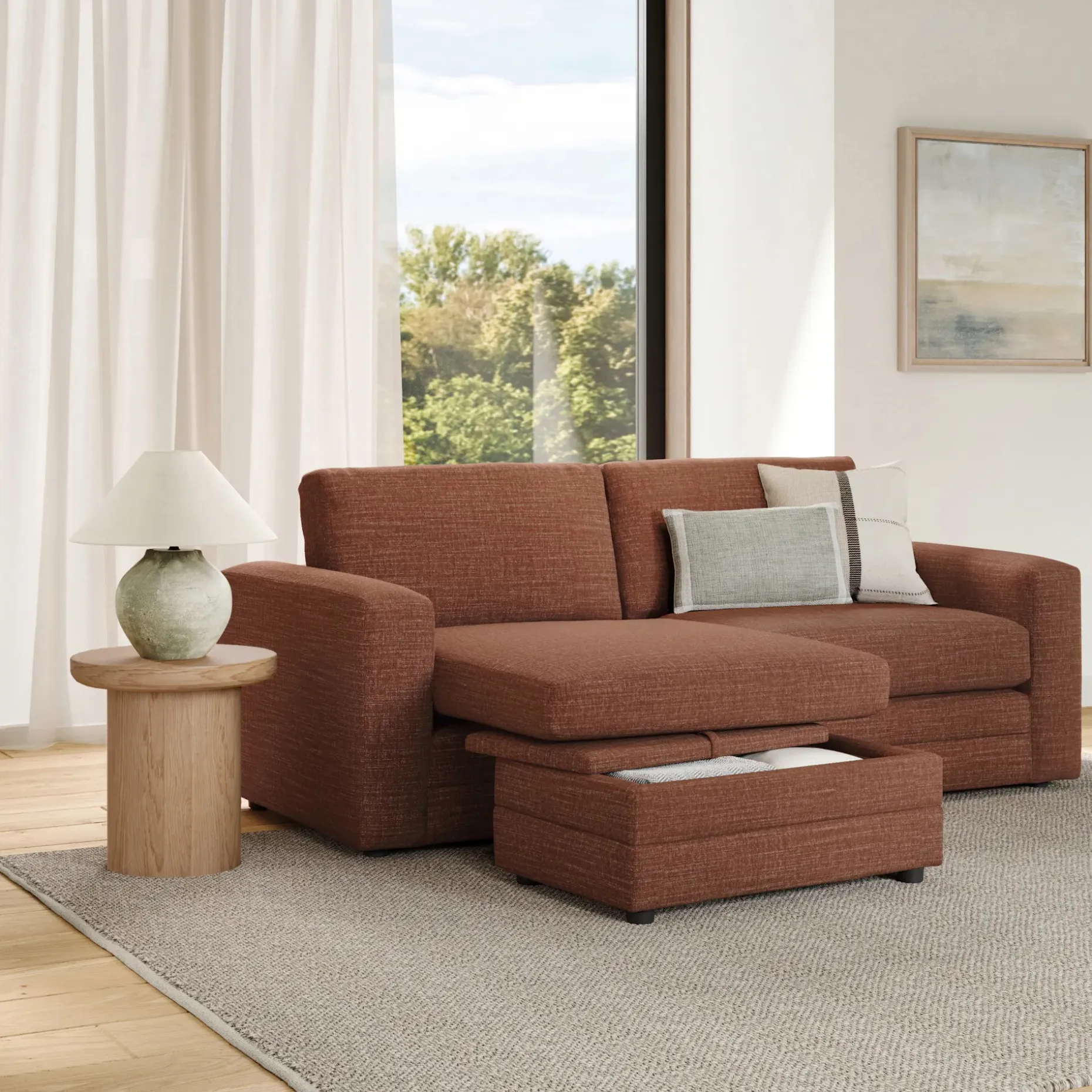 Riley 84" Reversible Storage Sectional - Napa Rust