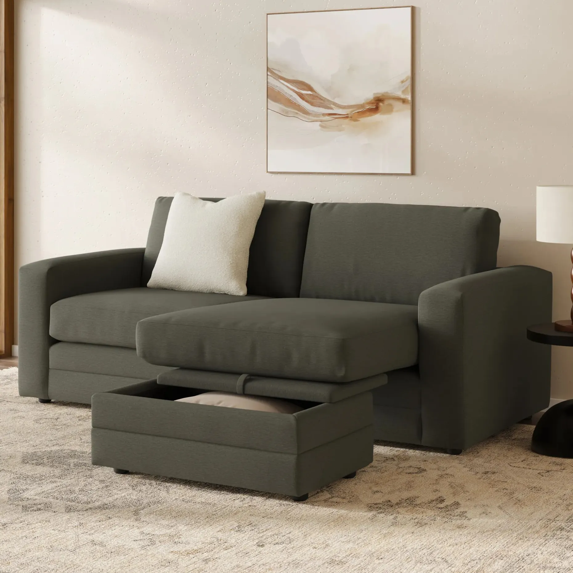 Riley 84" Reversible Storage Sectional - Silver Moss