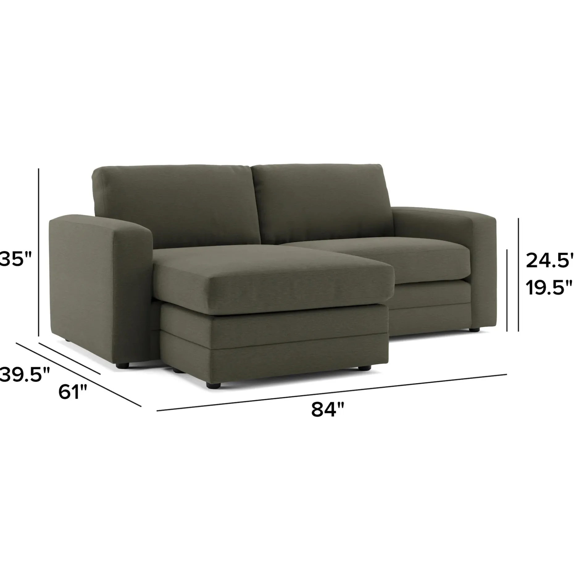 Riley 84" Reversible Storage Sectional - Silver Moss