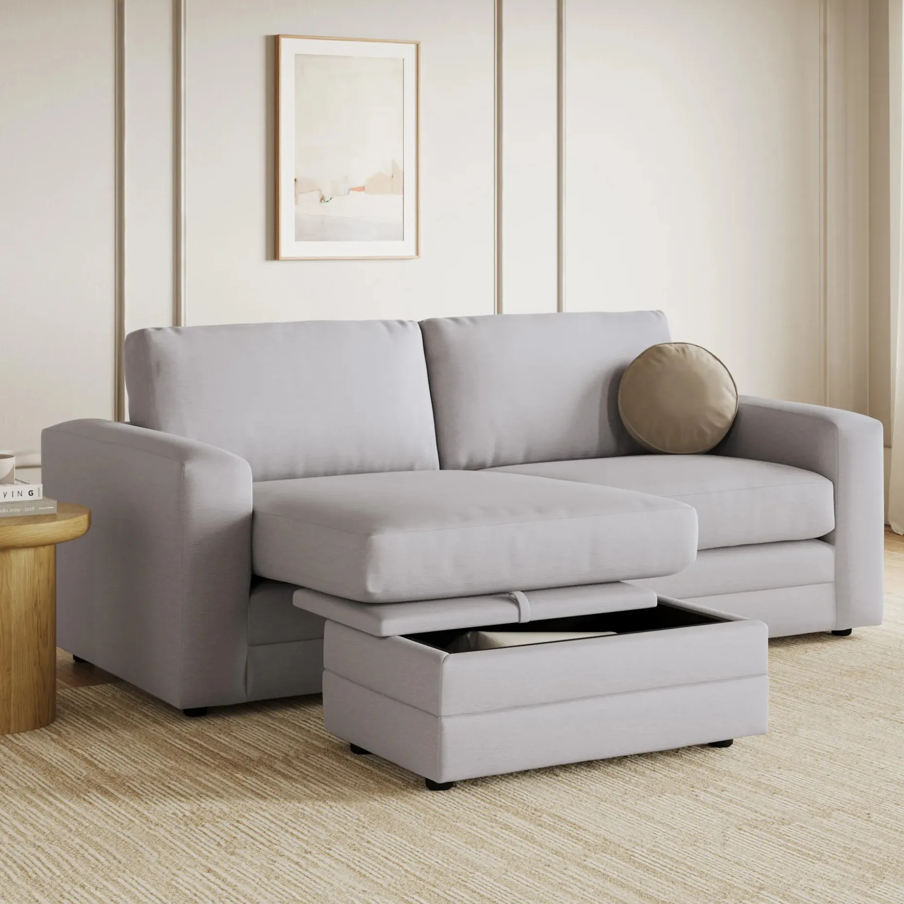 Riley 84" Reversible Storage Sectional - Silver Ivory