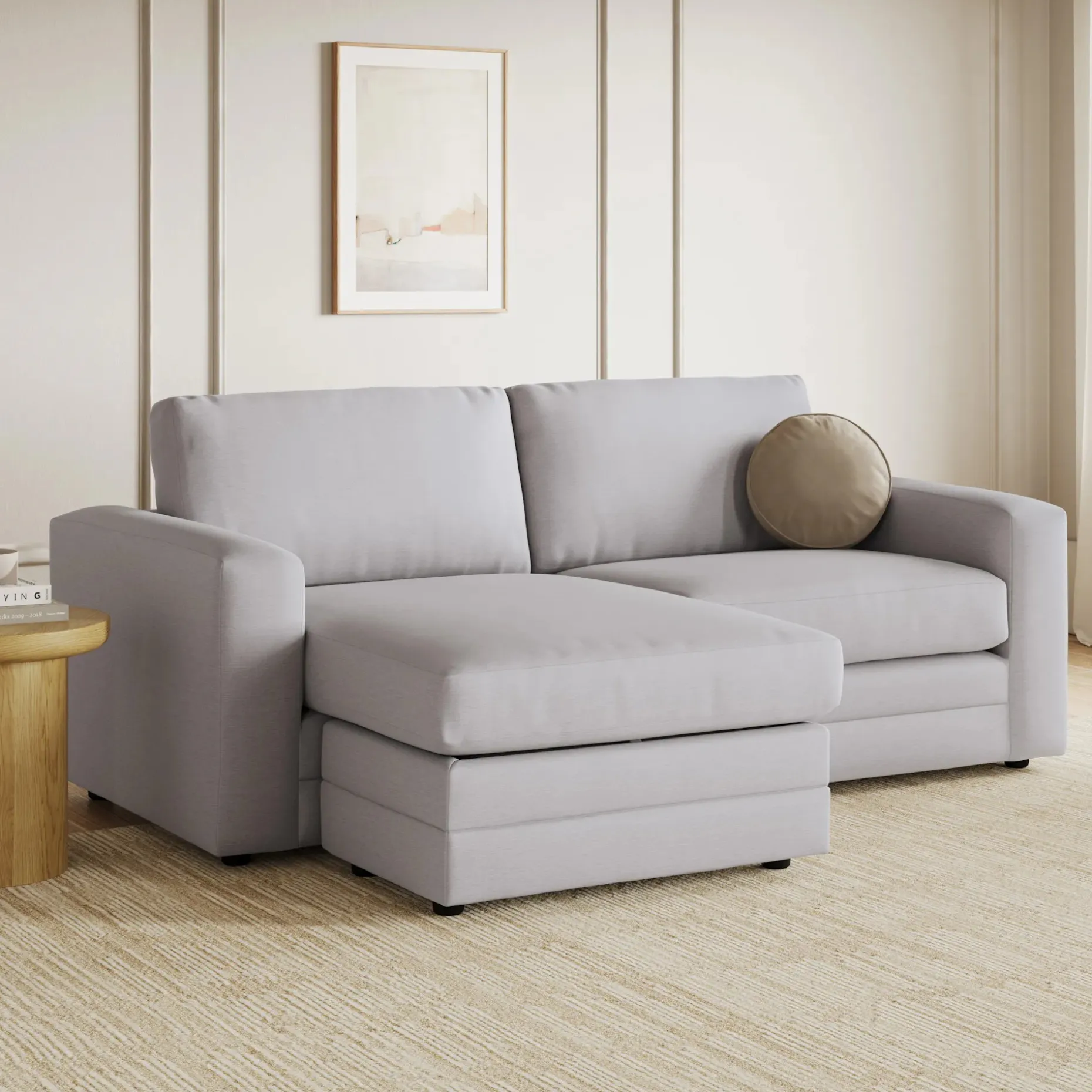 Riley 84" Reversible Storage Sectional - Silver Ivory