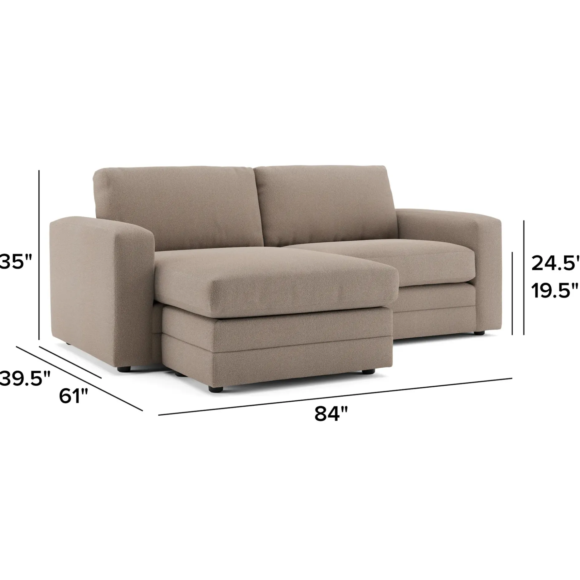Riley 84" Reversible Storage Sectional - Sandstone Wool Bouclé