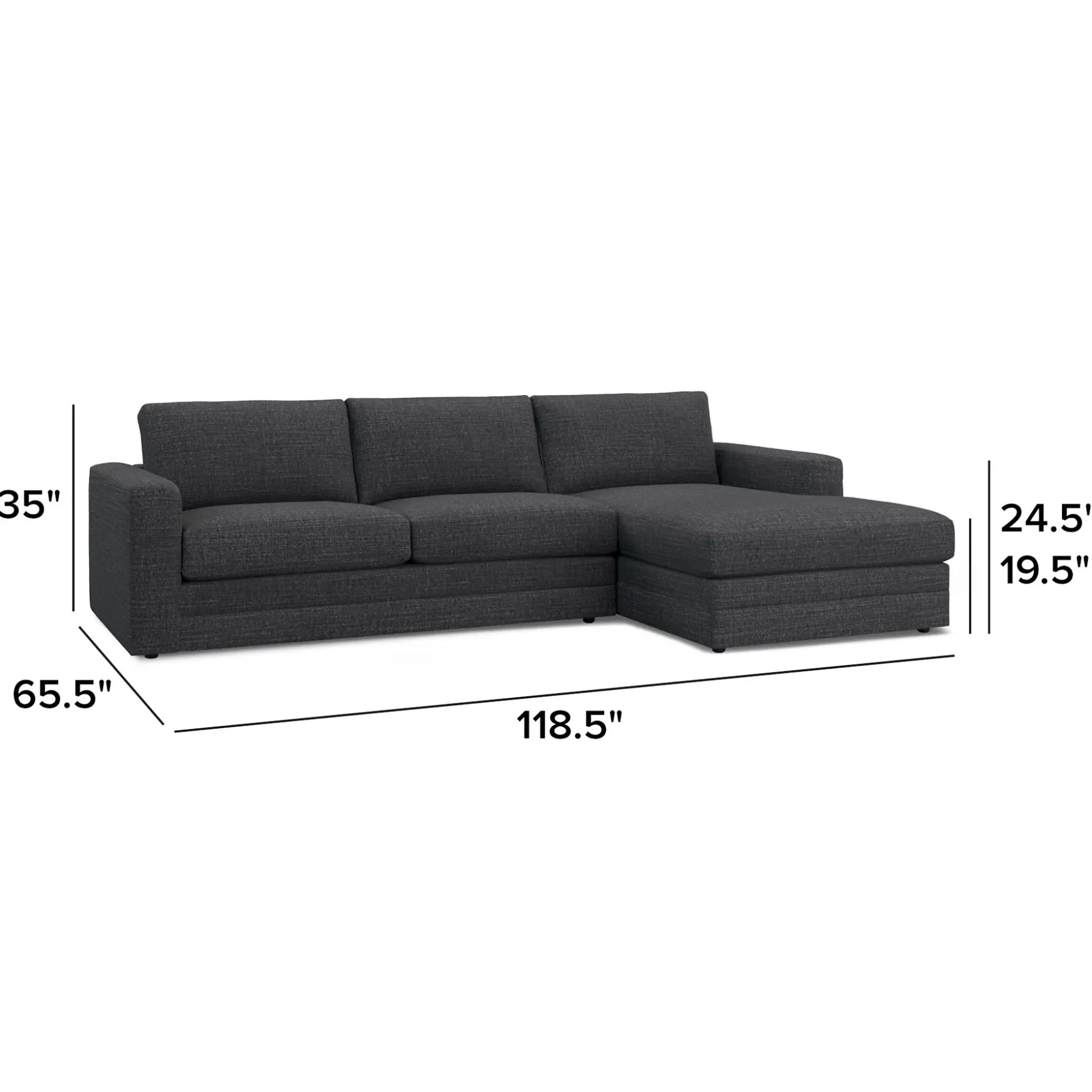 Riley 118.5" Right Sectional - Napa Charcoal