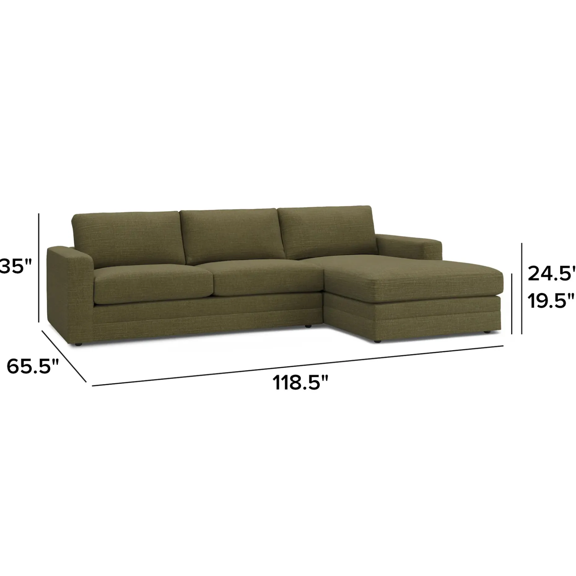 Riley 118.5" Right Sectional - Napa Moss