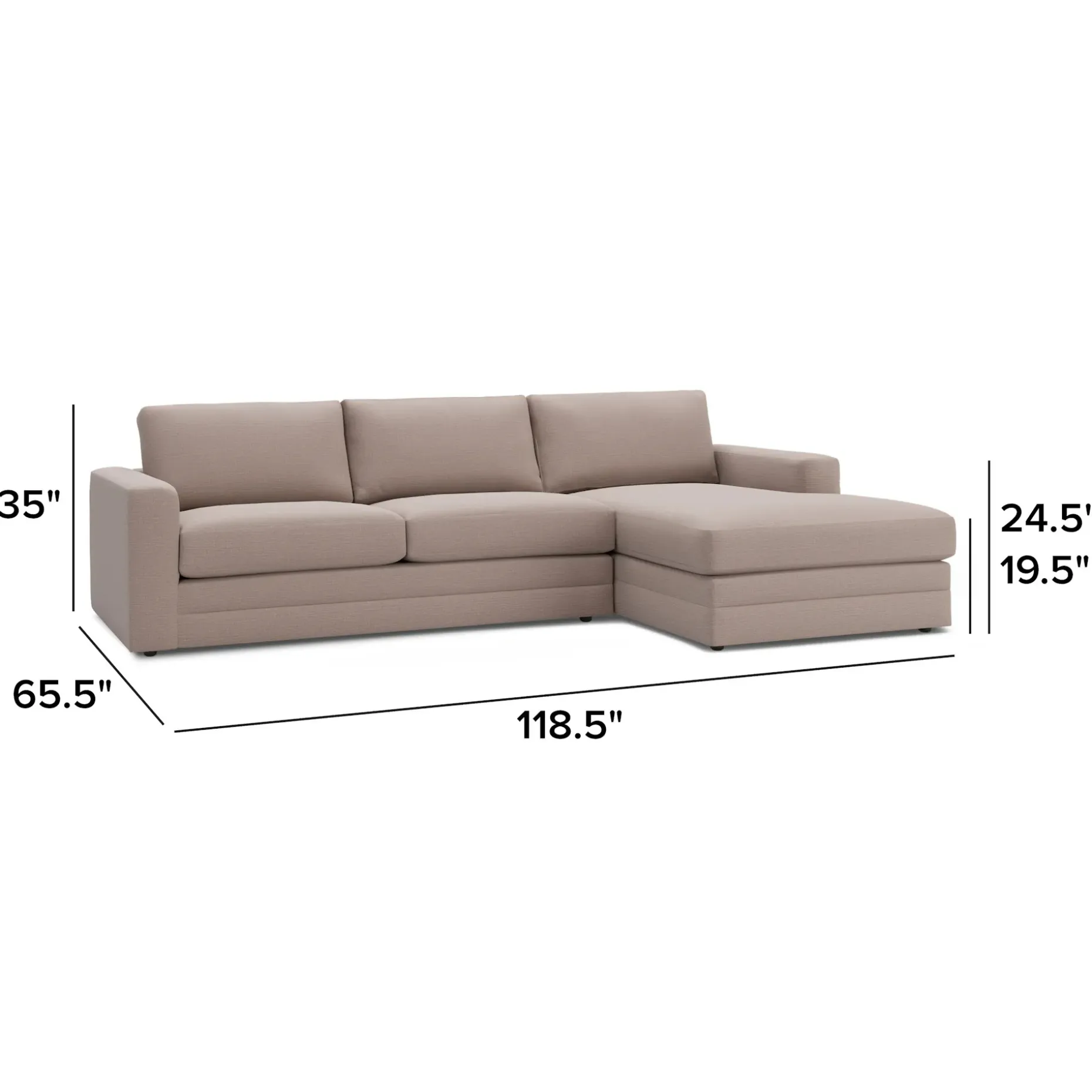 Riley 118.5" Right Sectional - Napa Quartz