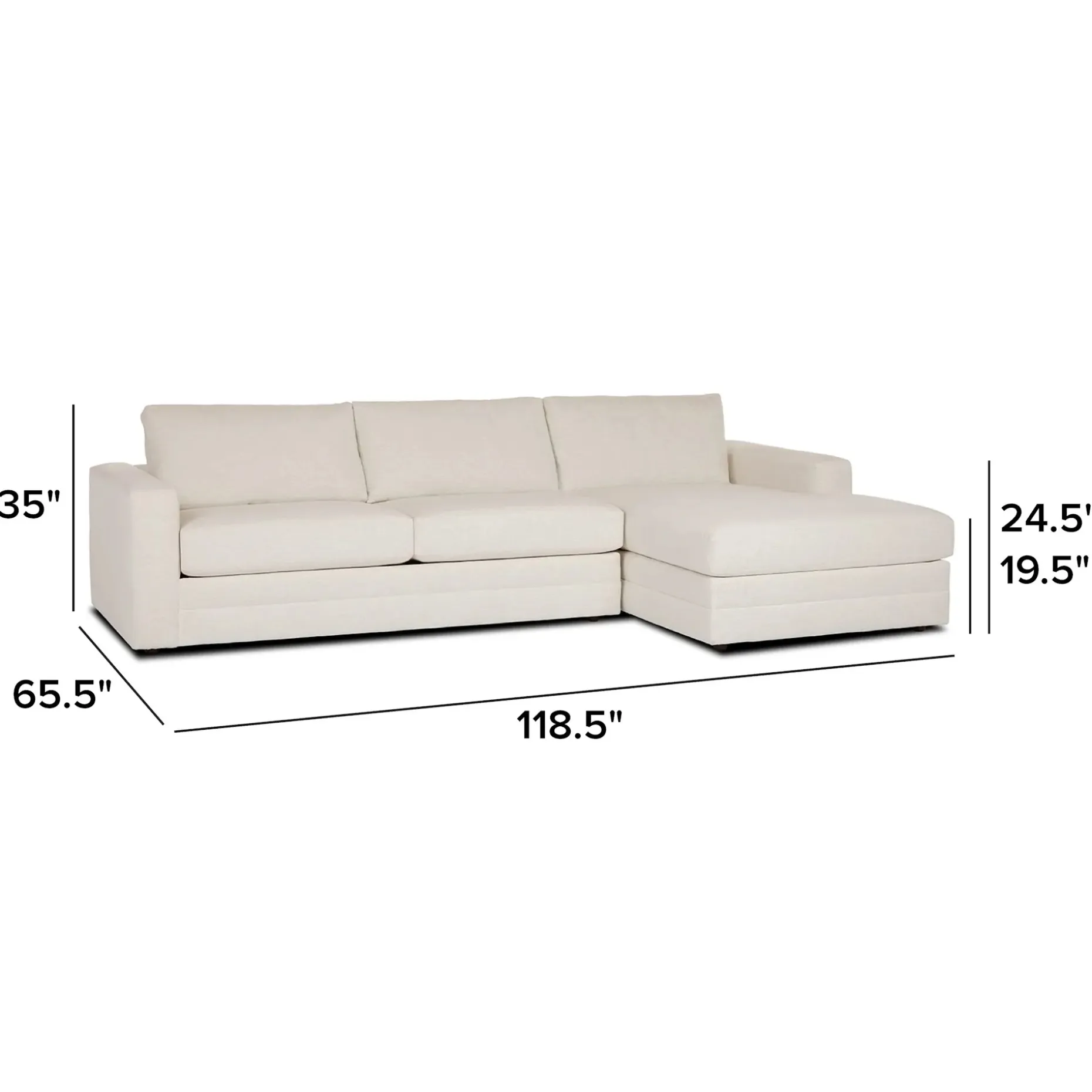 Riley 118.5" Right Sectional - Napa White