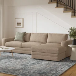 Riley 118.5" Right Sectional - Sandstone Wool Bouclé
