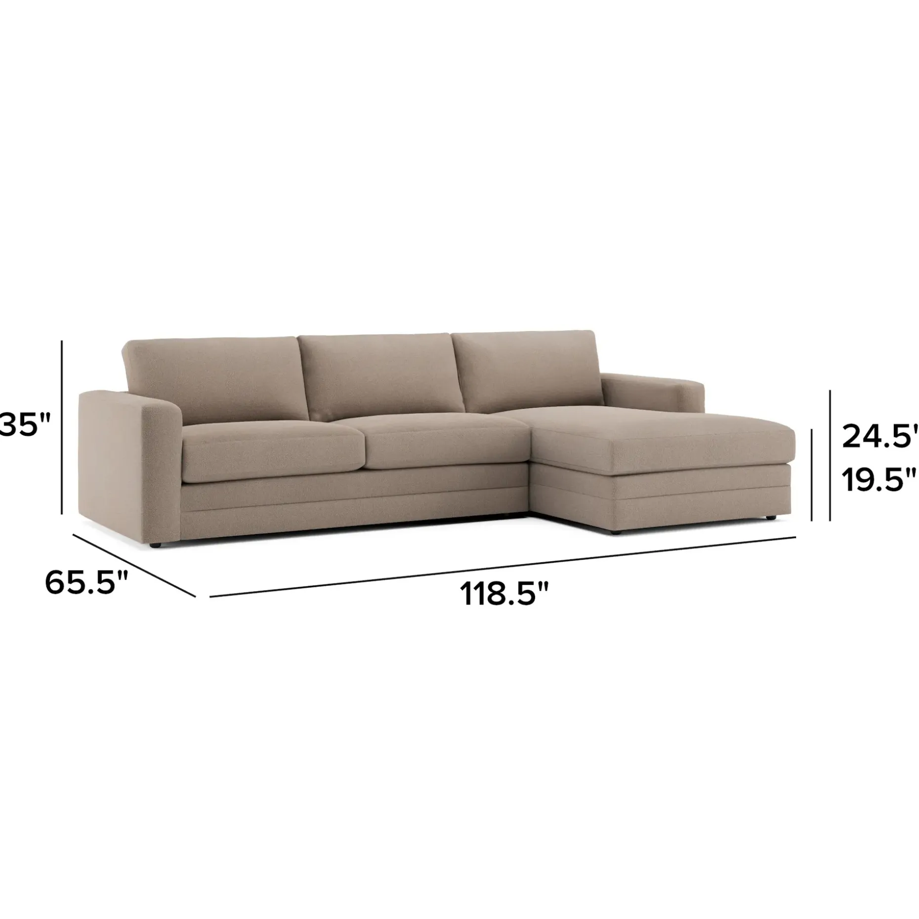 Riley 118.5" Right Sectional - Sandstone Wool Bouclé