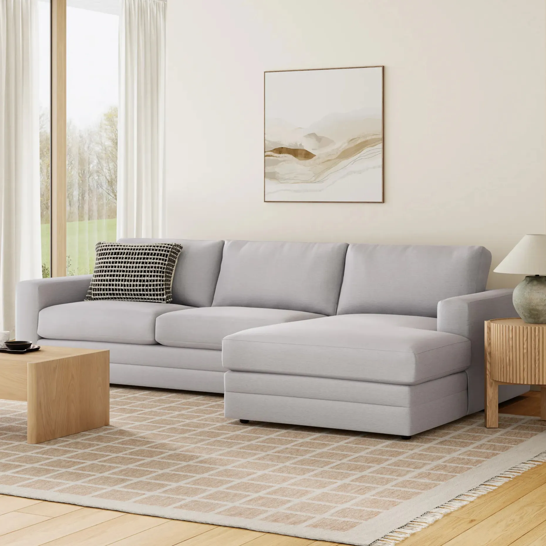 Riley 118.5" Right Sectional - Silver Ivory