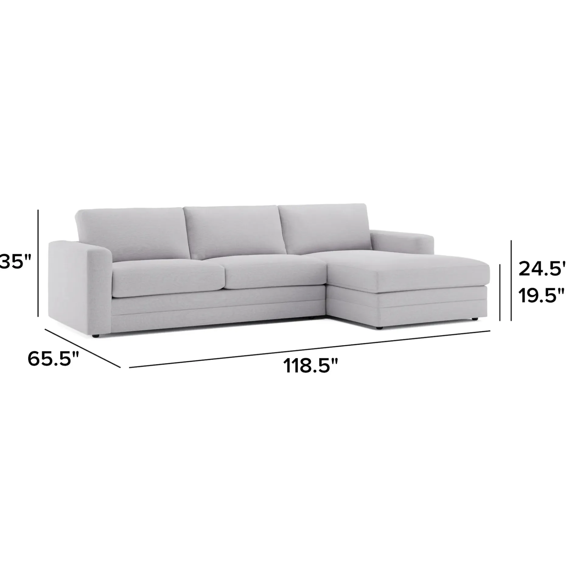 Riley 118.5" Right Sectional - Silver Ivory