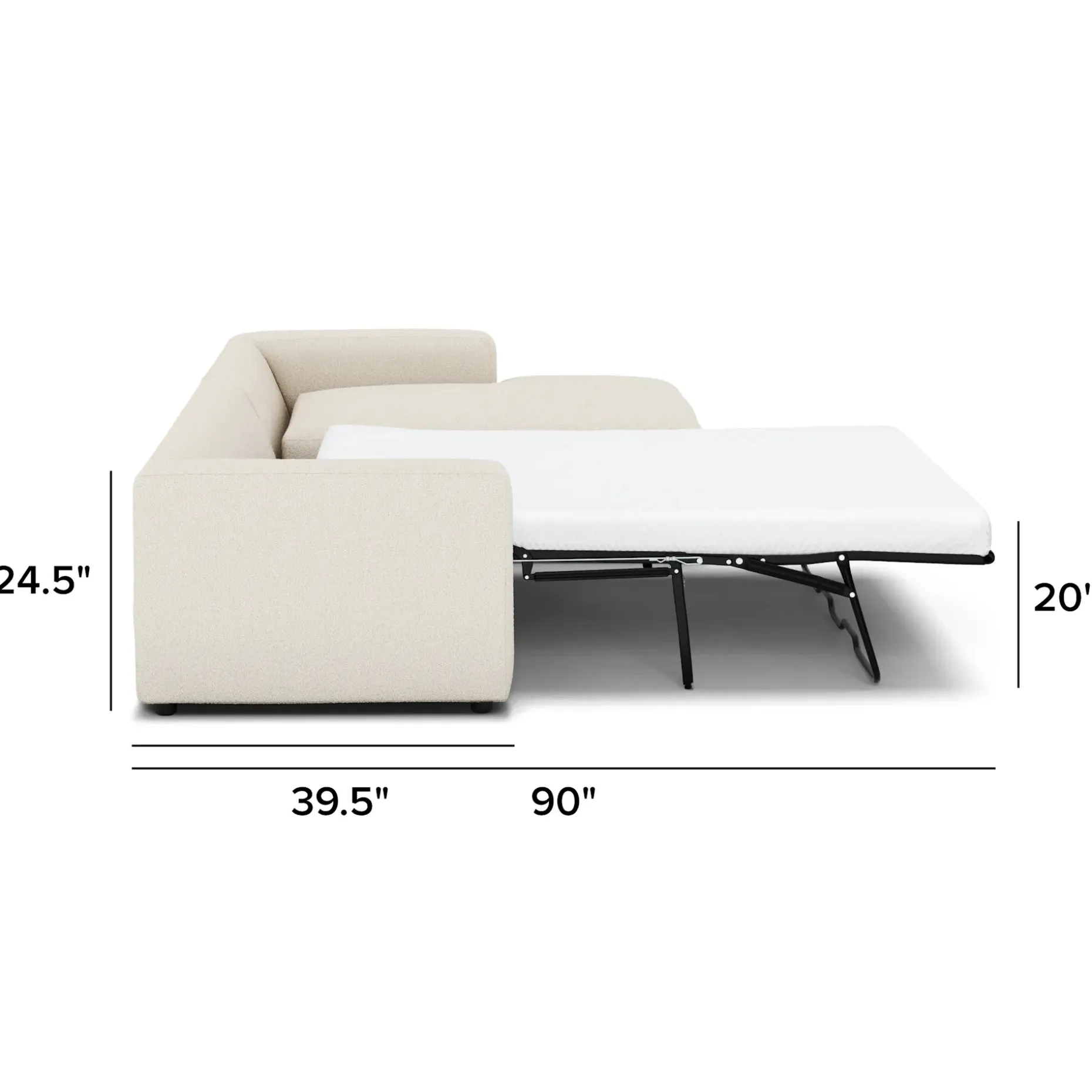 Riley 118" Right Storage Sleeper Sectional - Ivory Wool Bouclé