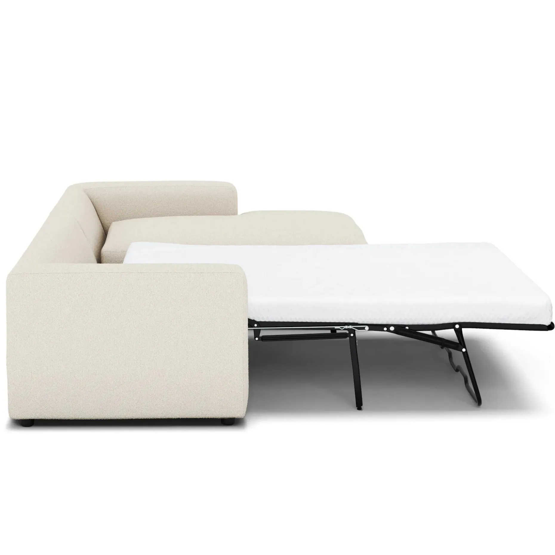 Riley 118" Right Storage Sleeper Sectional - Ivory Wool Bouclé
