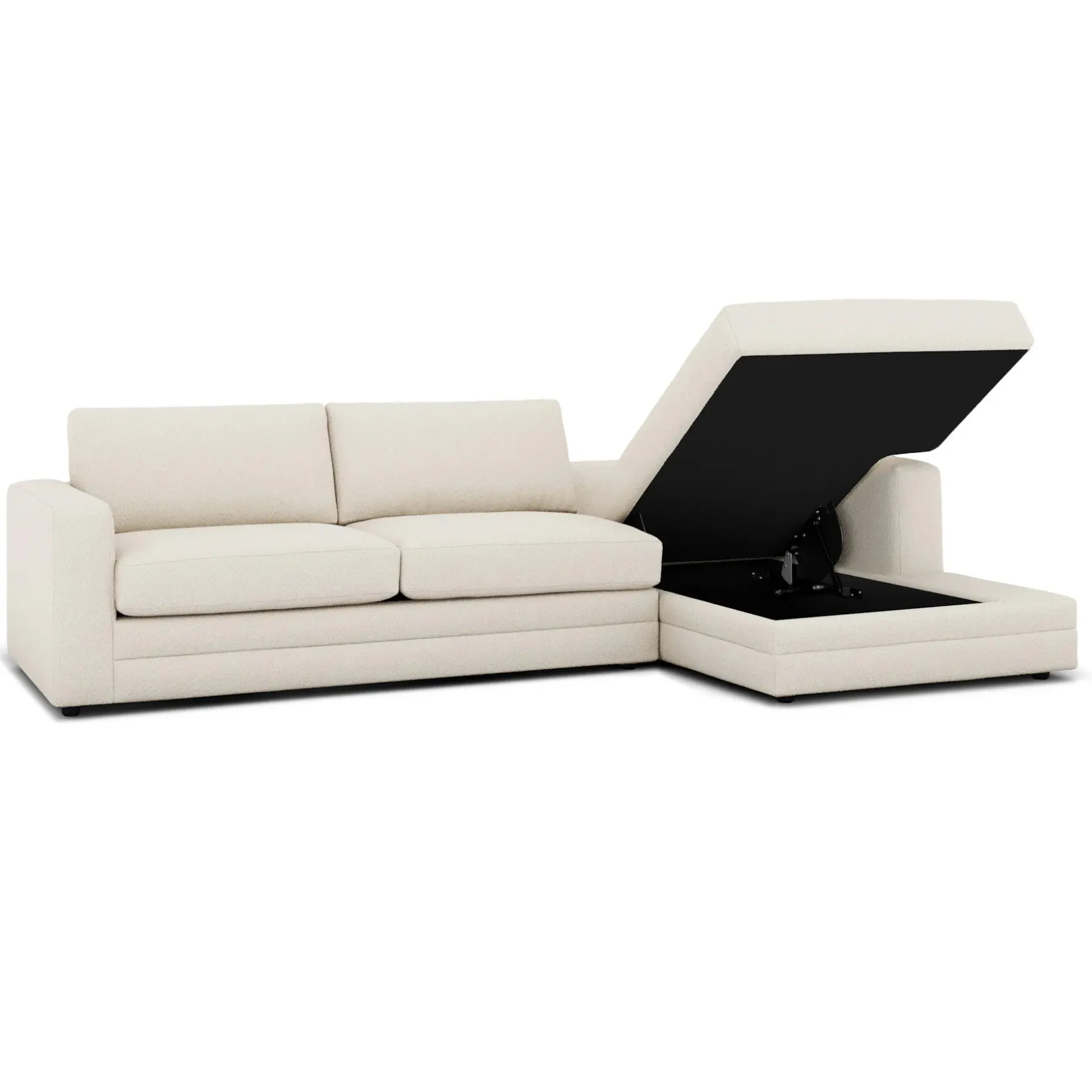 Riley 118" Right Storage Sleeper Sectional - Ivory Wool Bouclé