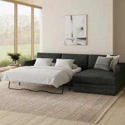 Riley 118" Right Storage Sleeper Sectional - Napa Charcoal
