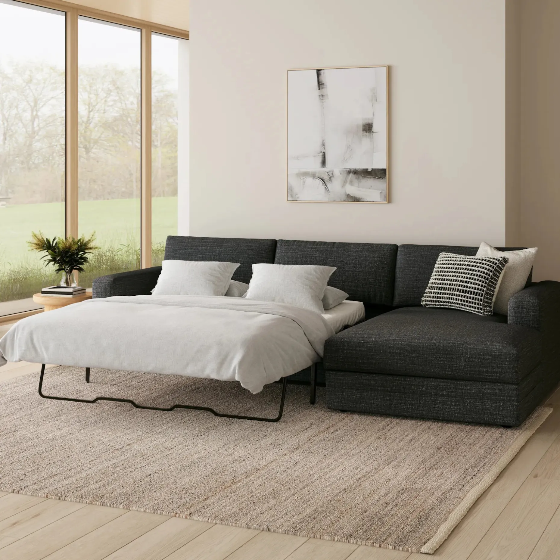 Riley 118" Right Storage Sleeper Sectional - Napa Charcoal