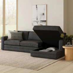 Riley 118" Right Storage Sleeper Sectional - Napa Charcoal