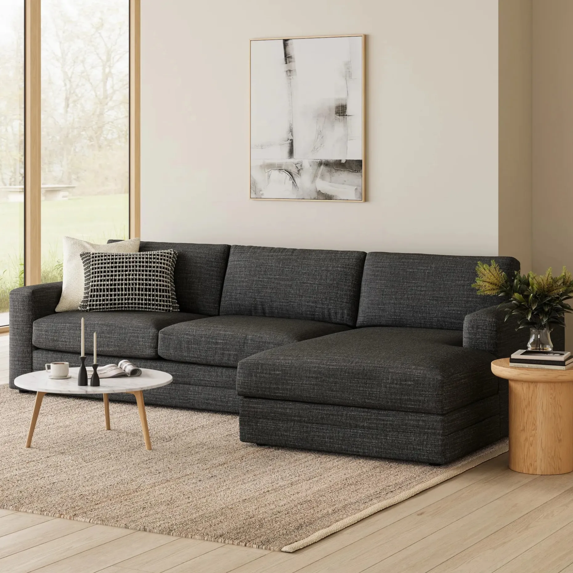 Riley 118" Right Storage Sleeper Sectional - Napa Charcoal
