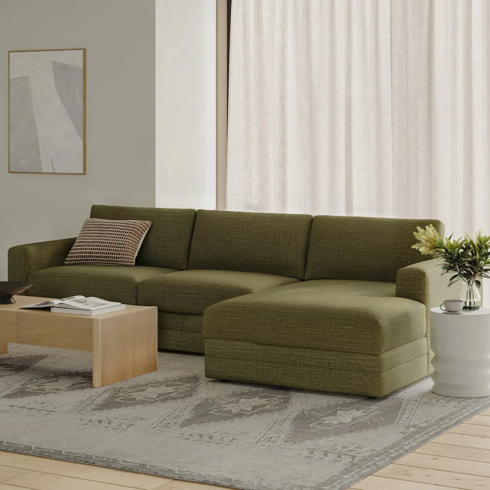 Riley 118" Right Storage Sleeper Sectional - Napa Moss