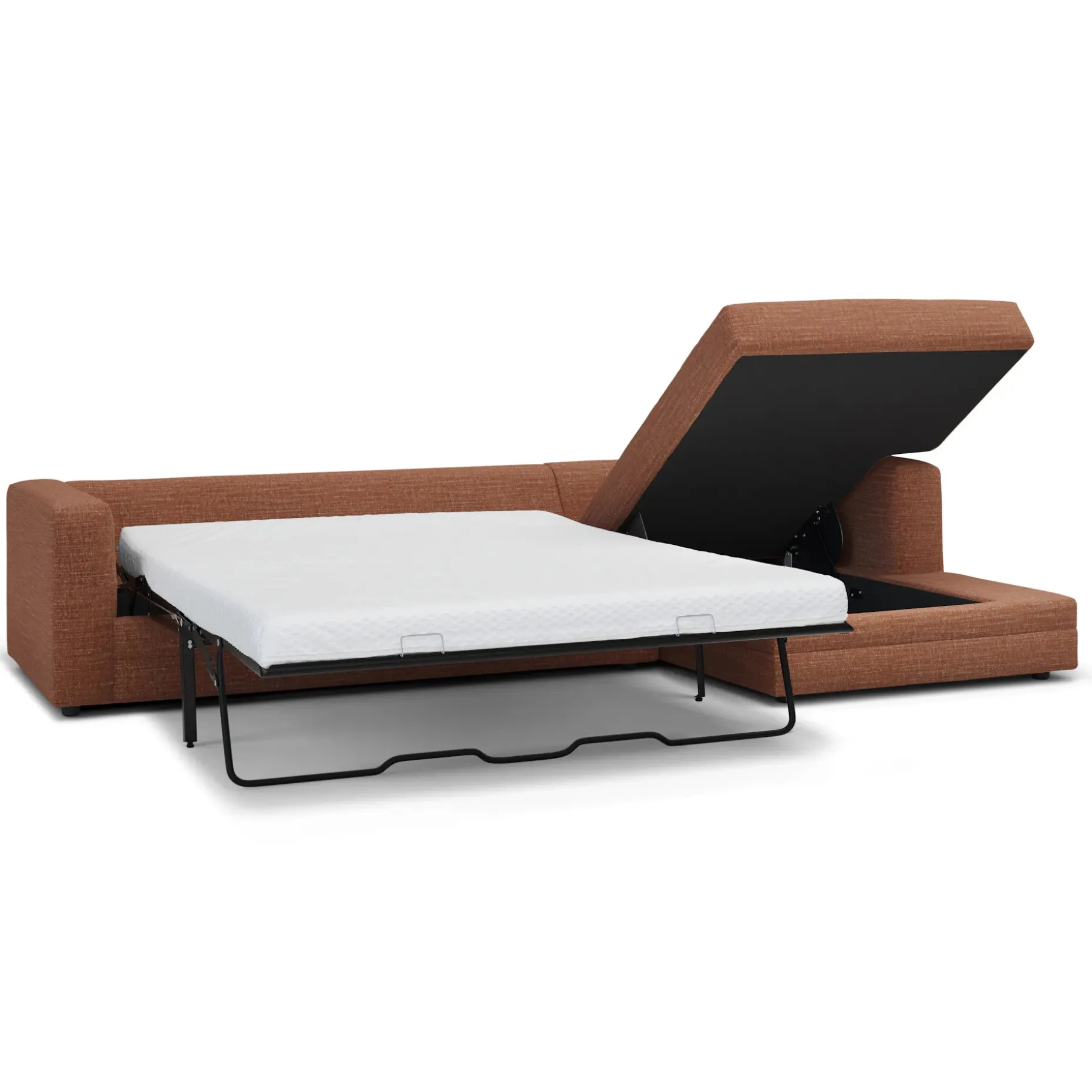 Riley 118" Right Storage Sleeper Sectional - Napa Rust