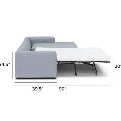 Riley 118" Right Storage Sleeper Sectional - Silver Light Blue