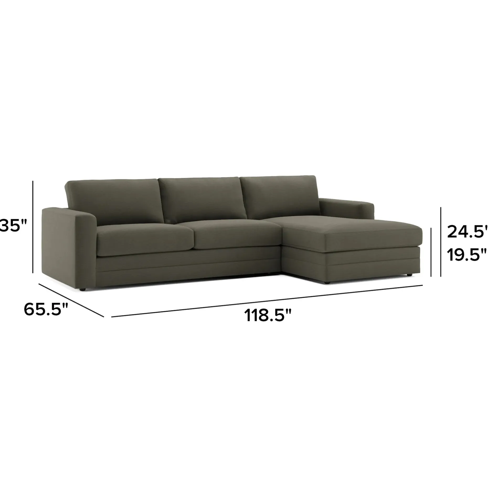 Riley 118" Right Storage Sleeper Sectional - Silver Moss