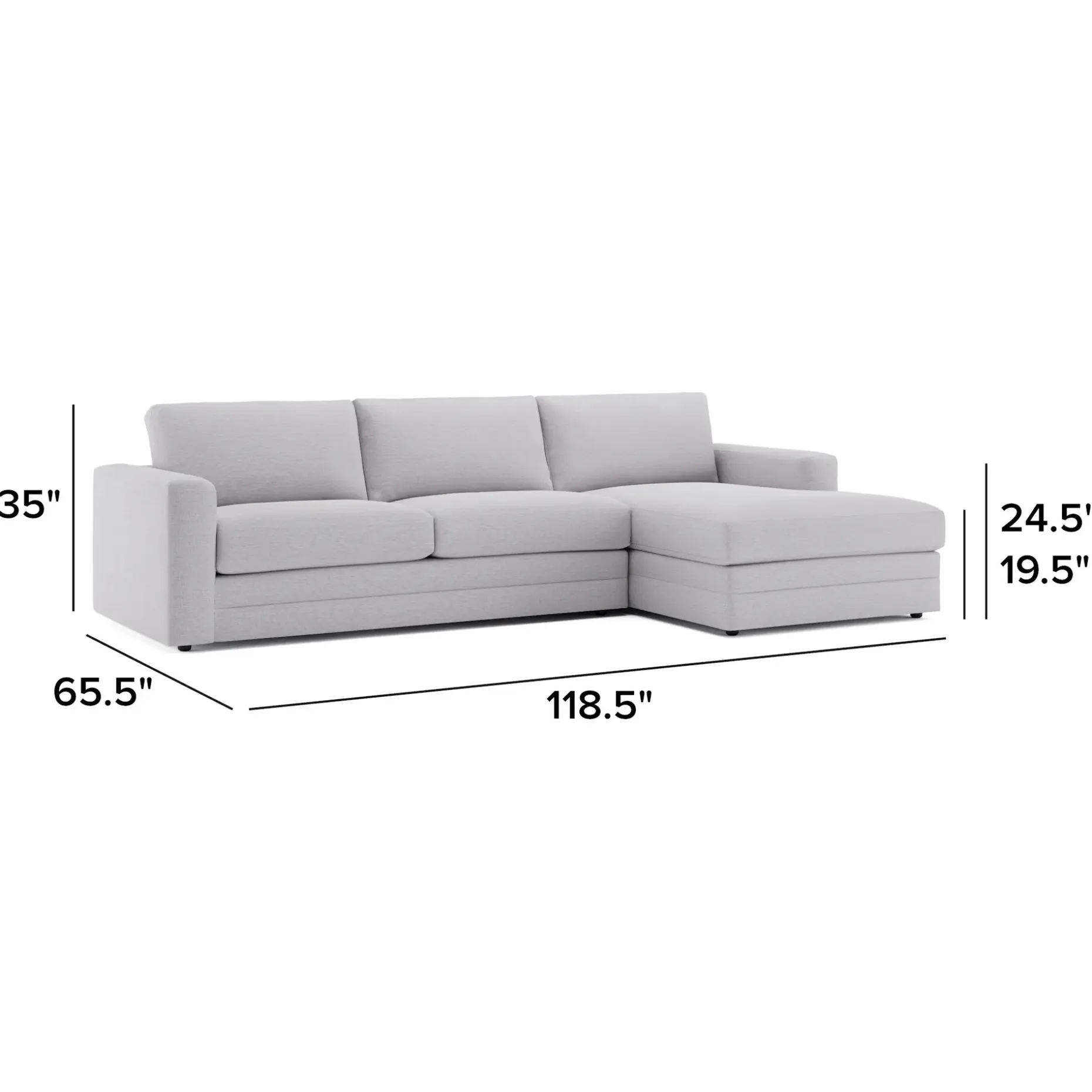 Riley 118" Right Storage Sleeper Sectional - Silver Ivory