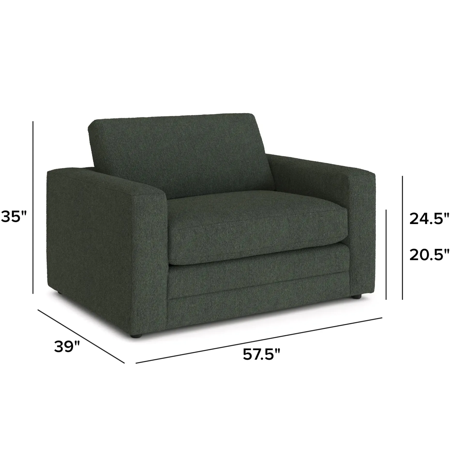 Riley 57.5" Sleeper Chair - Green Wool Bouclé