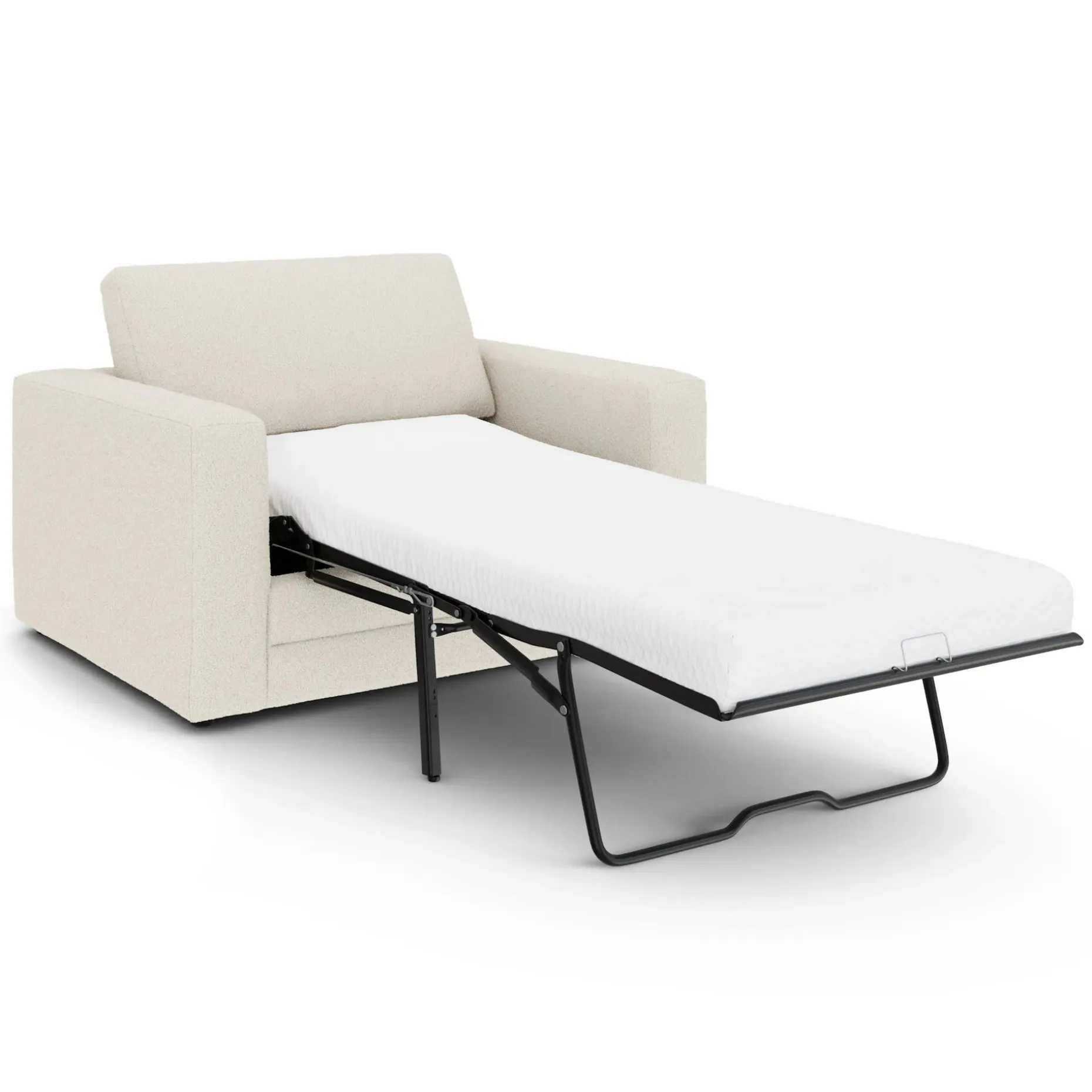 Riley 57.5" Sleeper Chair - Ivory Wool Bouclé