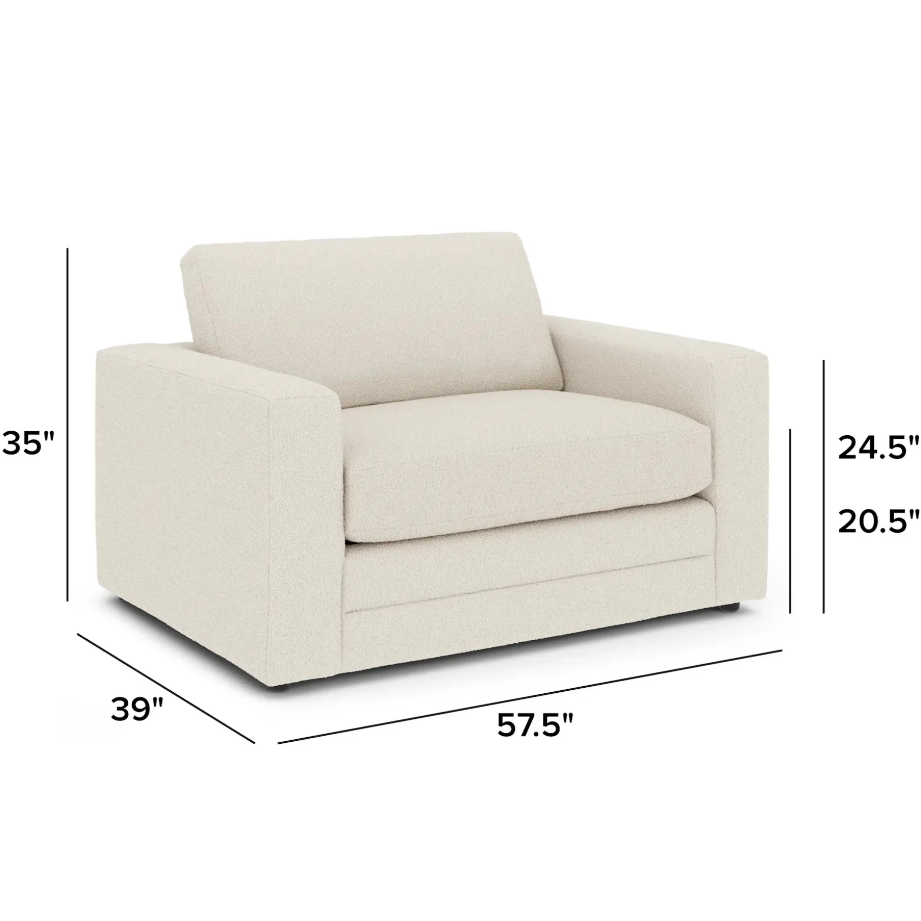 Riley 57.5" Sleeper Chair - Ivory Wool Bouclé