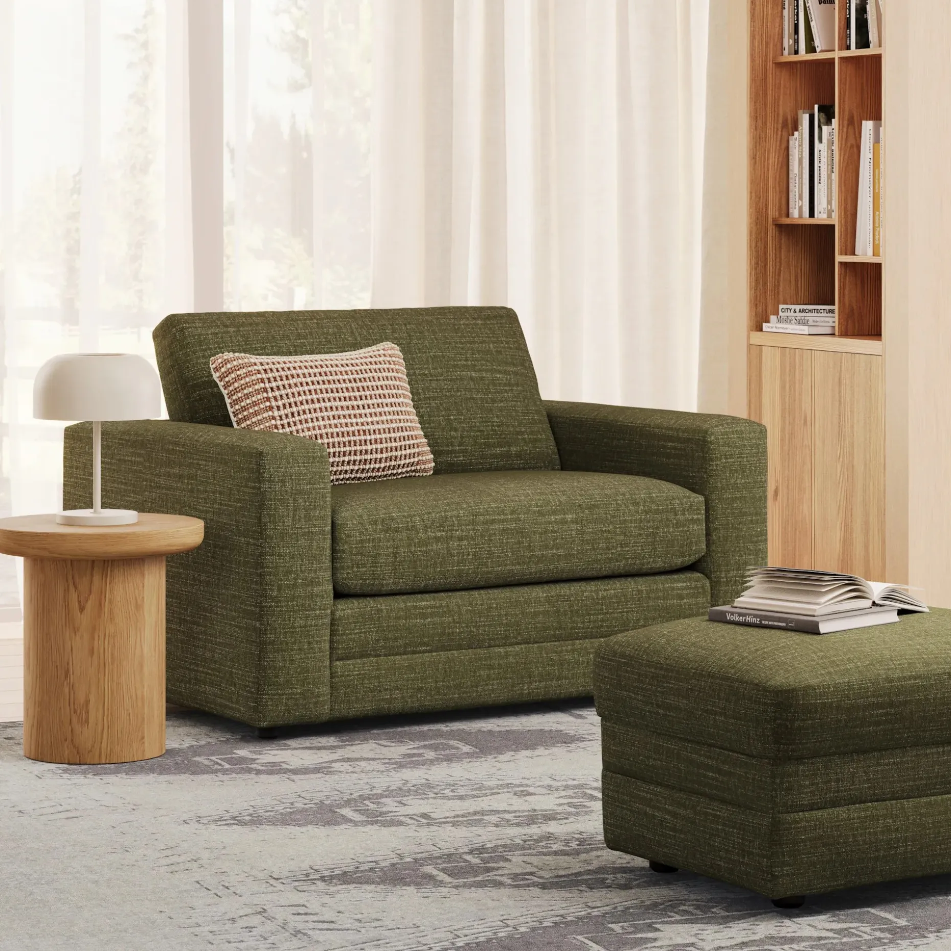 Riley 57.5" Sleeper Chair - Napa Moss