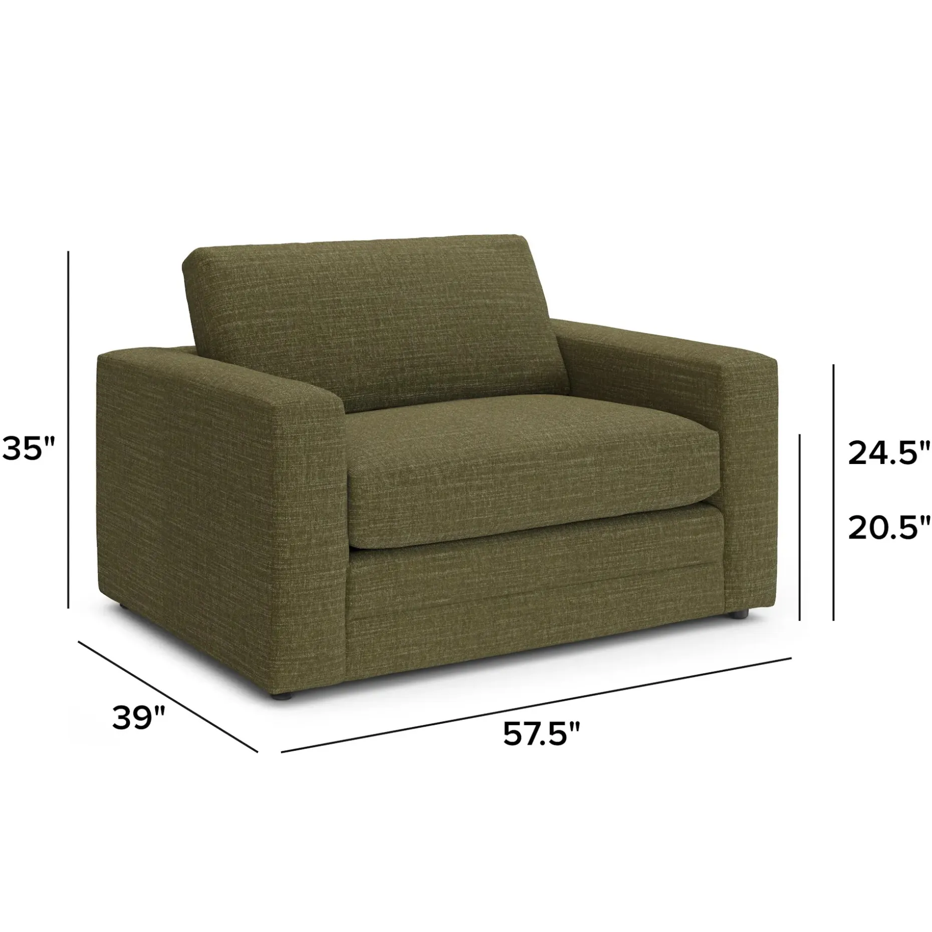Riley 57.5" Sleeper Chair - Napa Moss