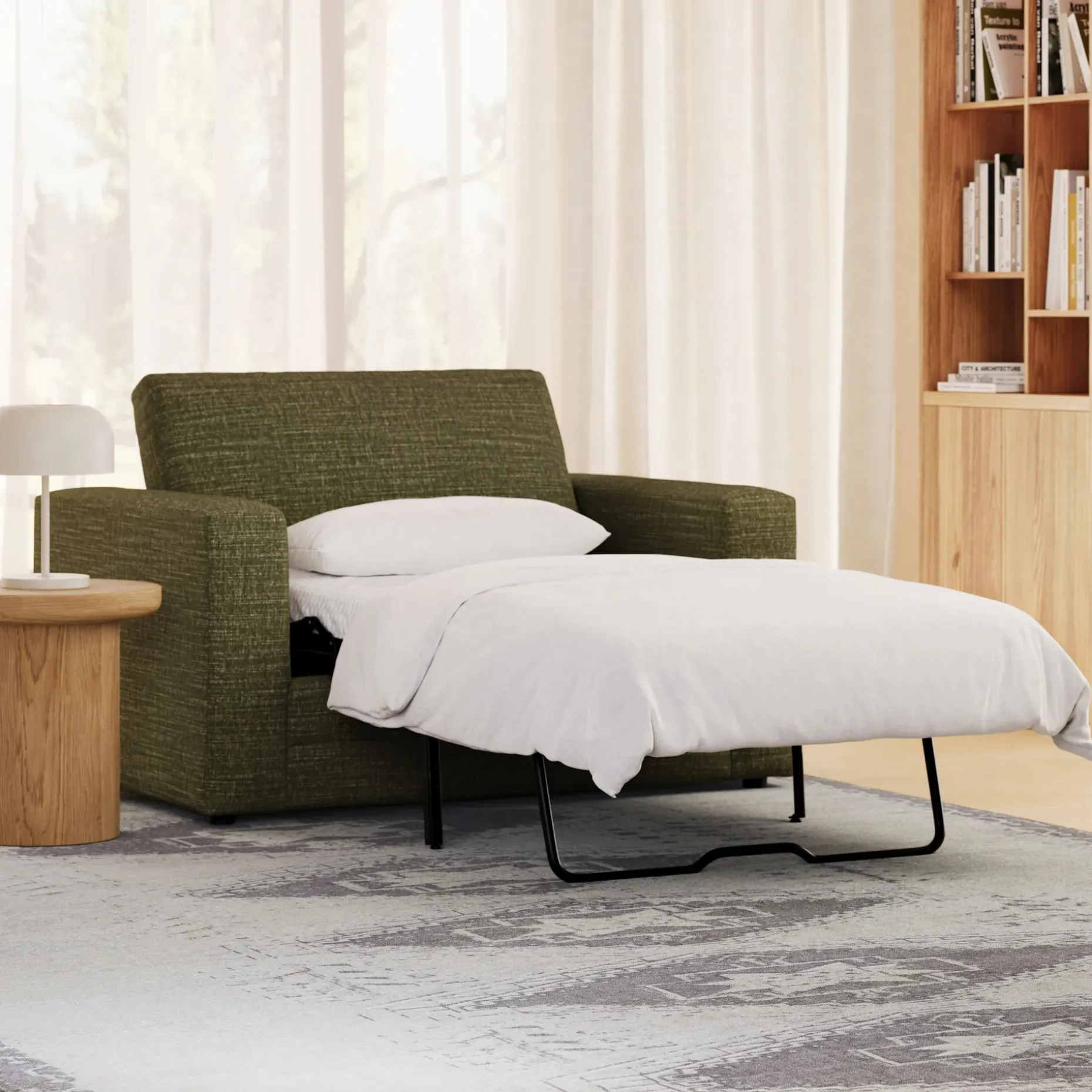 Riley 57.5" Sleeper Chair - Napa Moss