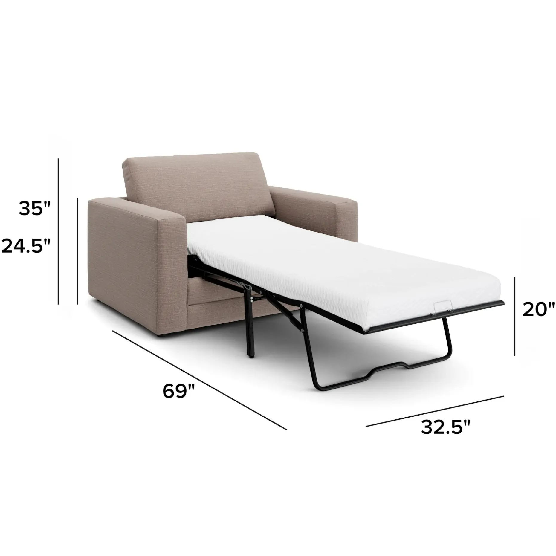 Riley 57.5" Sleeper Chair - Napa Quartz