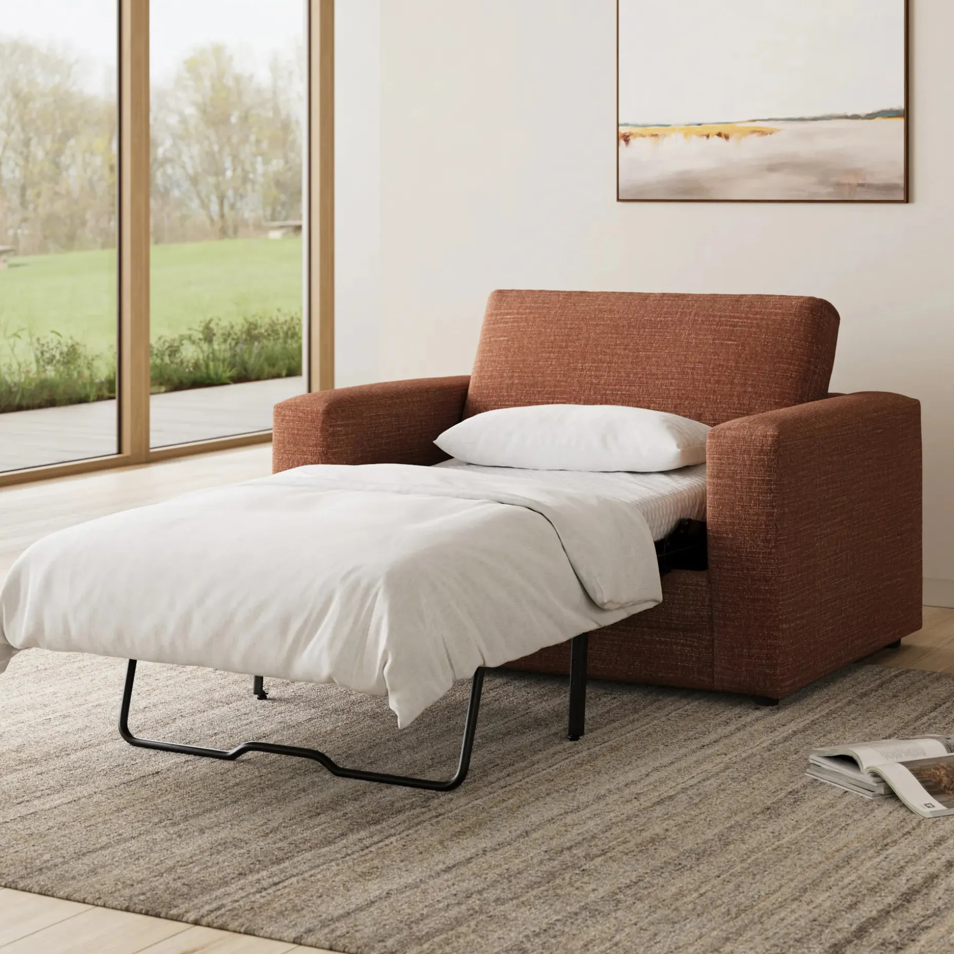 Riley 57.5" Sleeper Chair - Napa Rust
