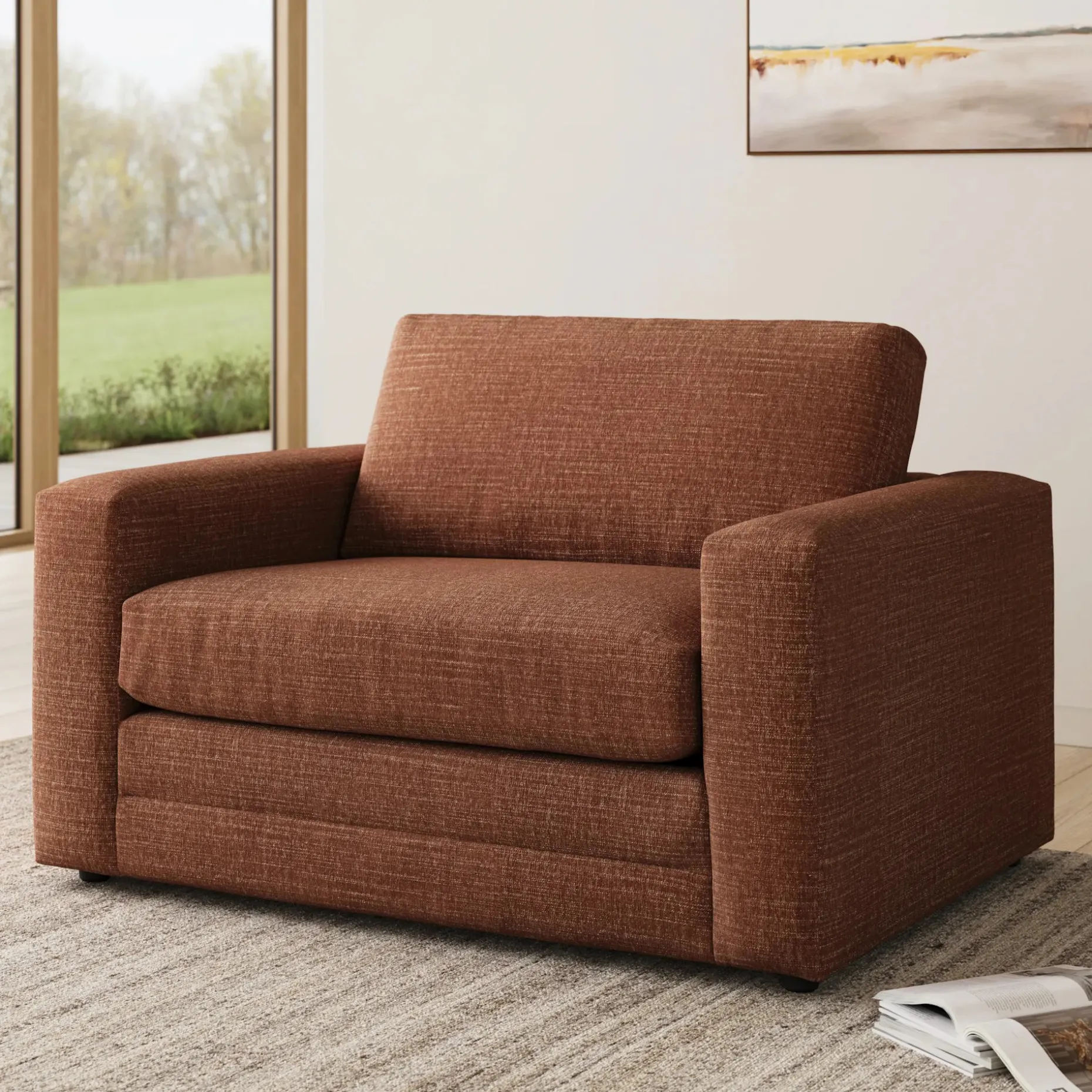Riley 57.5" Sleeper Chair - Napa Rust