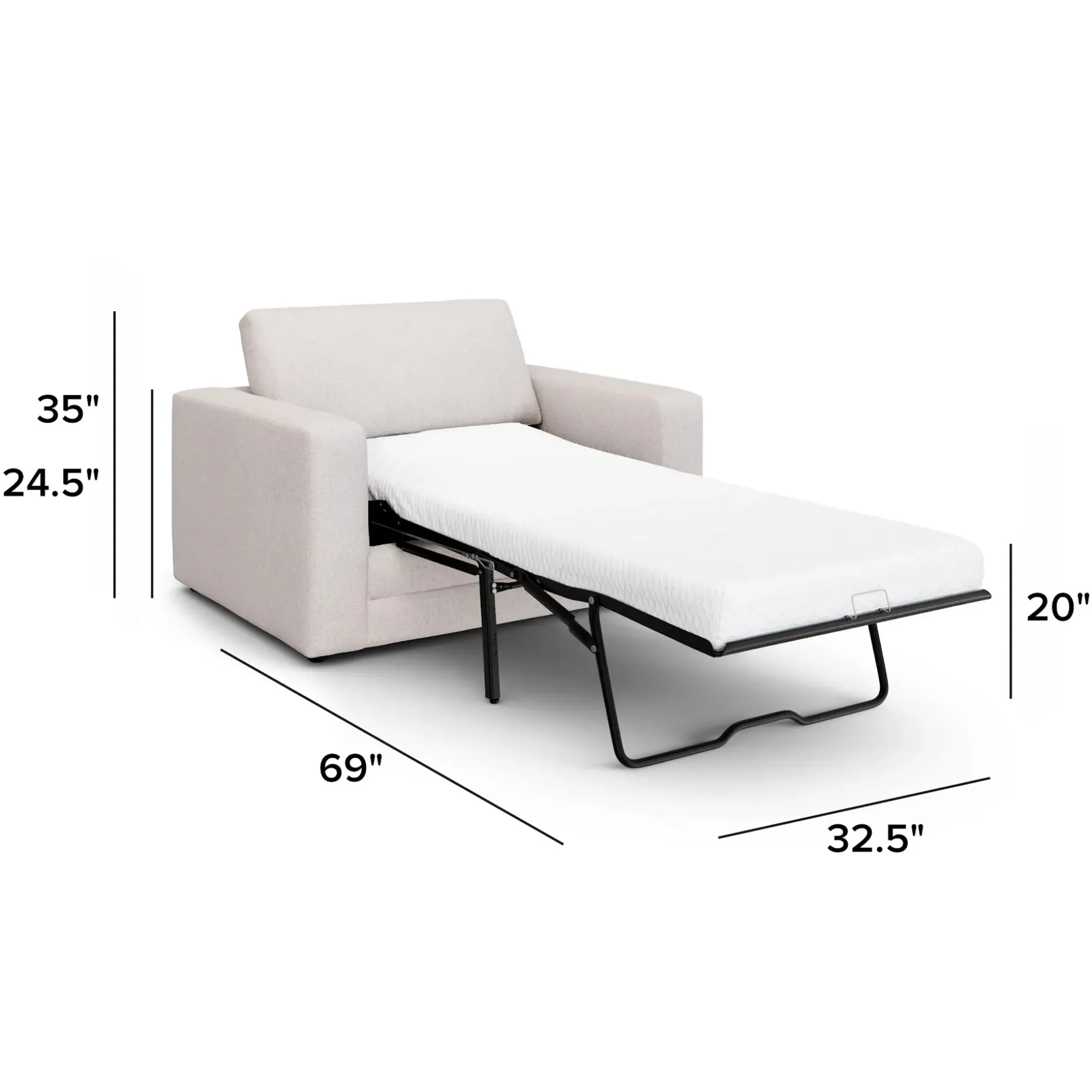 Riley 57.5" Sleeper Chair - Napa White
