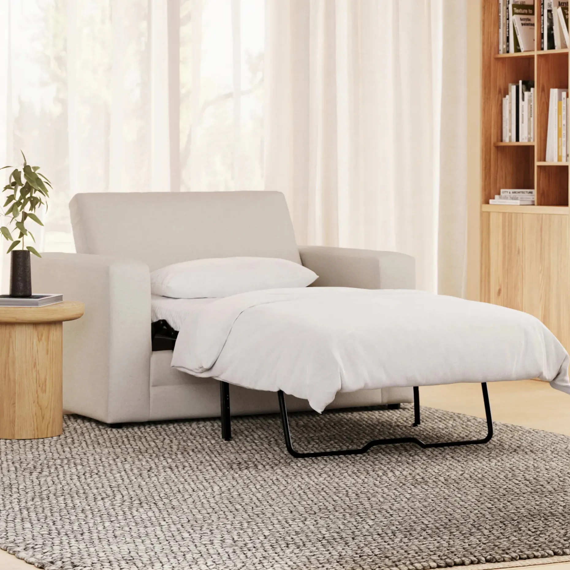 Riley 57.5" Sleeper Chair - Napa White