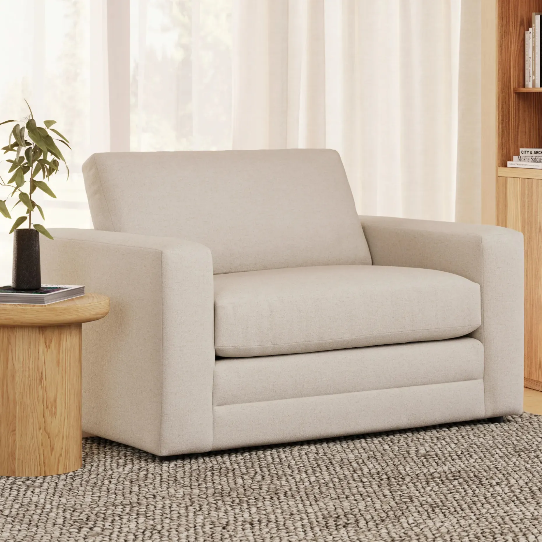 Riley 57.5" Sleeper Chair - Napa White
