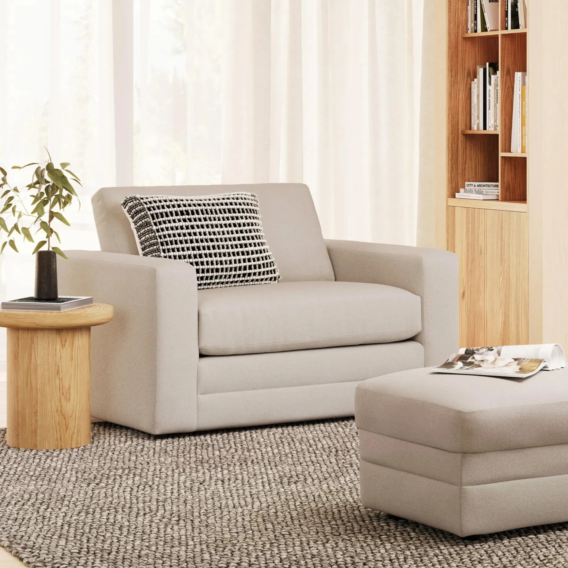 Riley 57.5" Sleeper Chair - Napa White