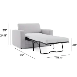 Riley 57.5" Sleeper Chair - Silver Ivory