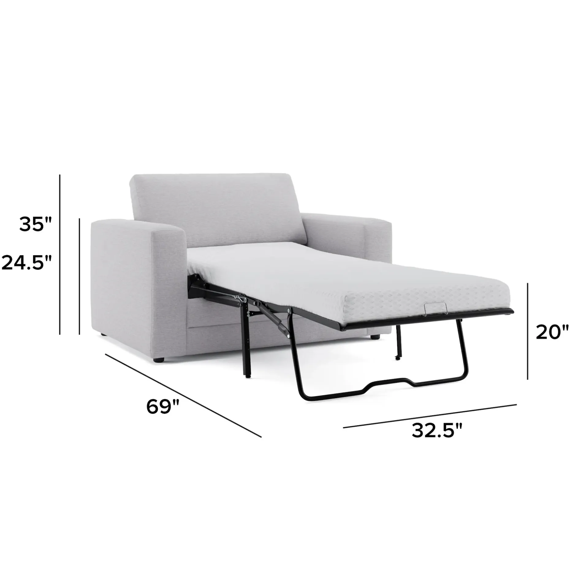 Riley 57.5" Sleeper Chair - Silver Ivory