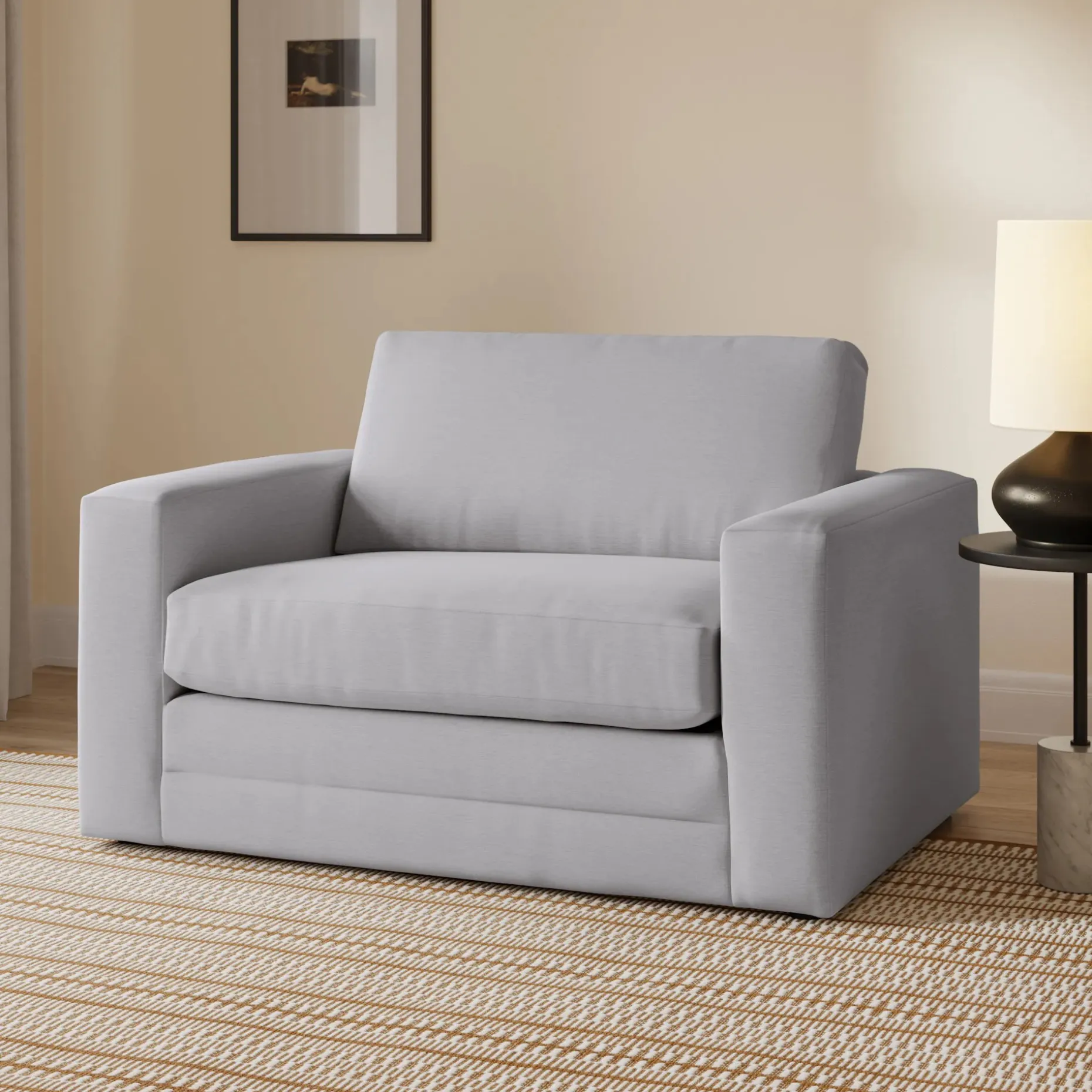 Riley 57.5" Sleeper Chair - Silver Ivory