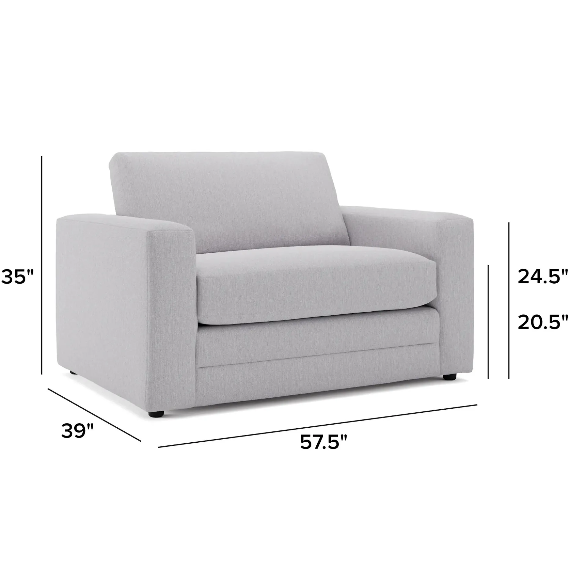 Riley 57.5" Sleeper Chair - Silver Ivory