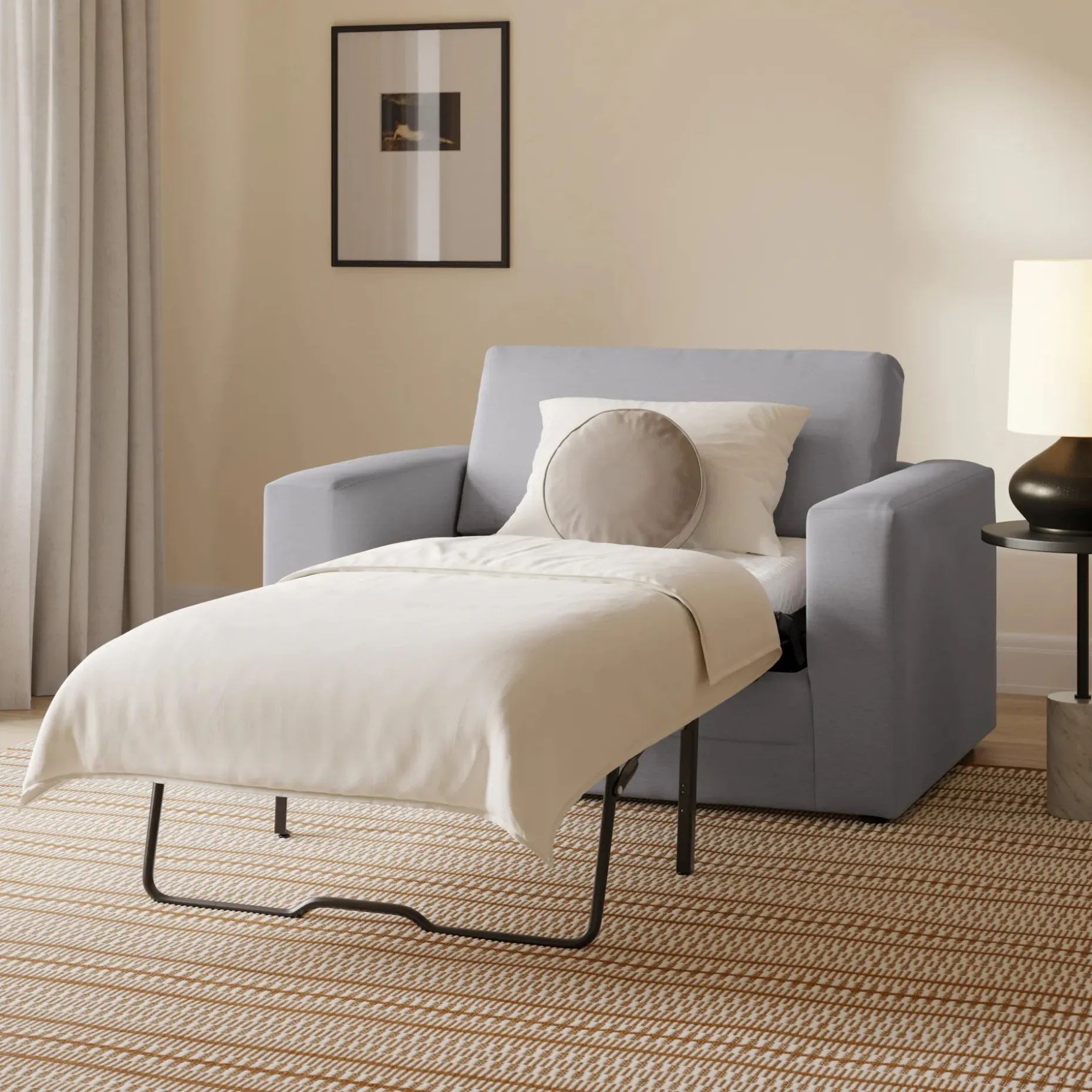 Riley 57.5" Sleeper Chair - Silver Ivory