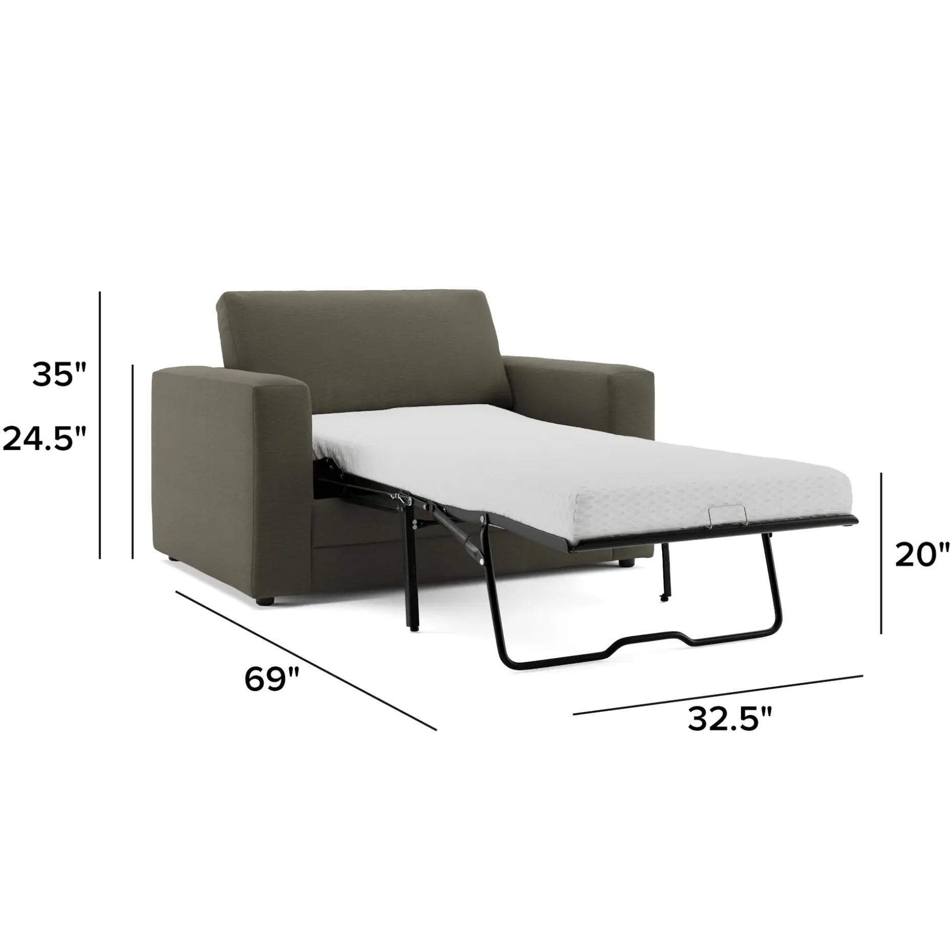 Riley 57.5" Sleeper Chair - Silver Moss