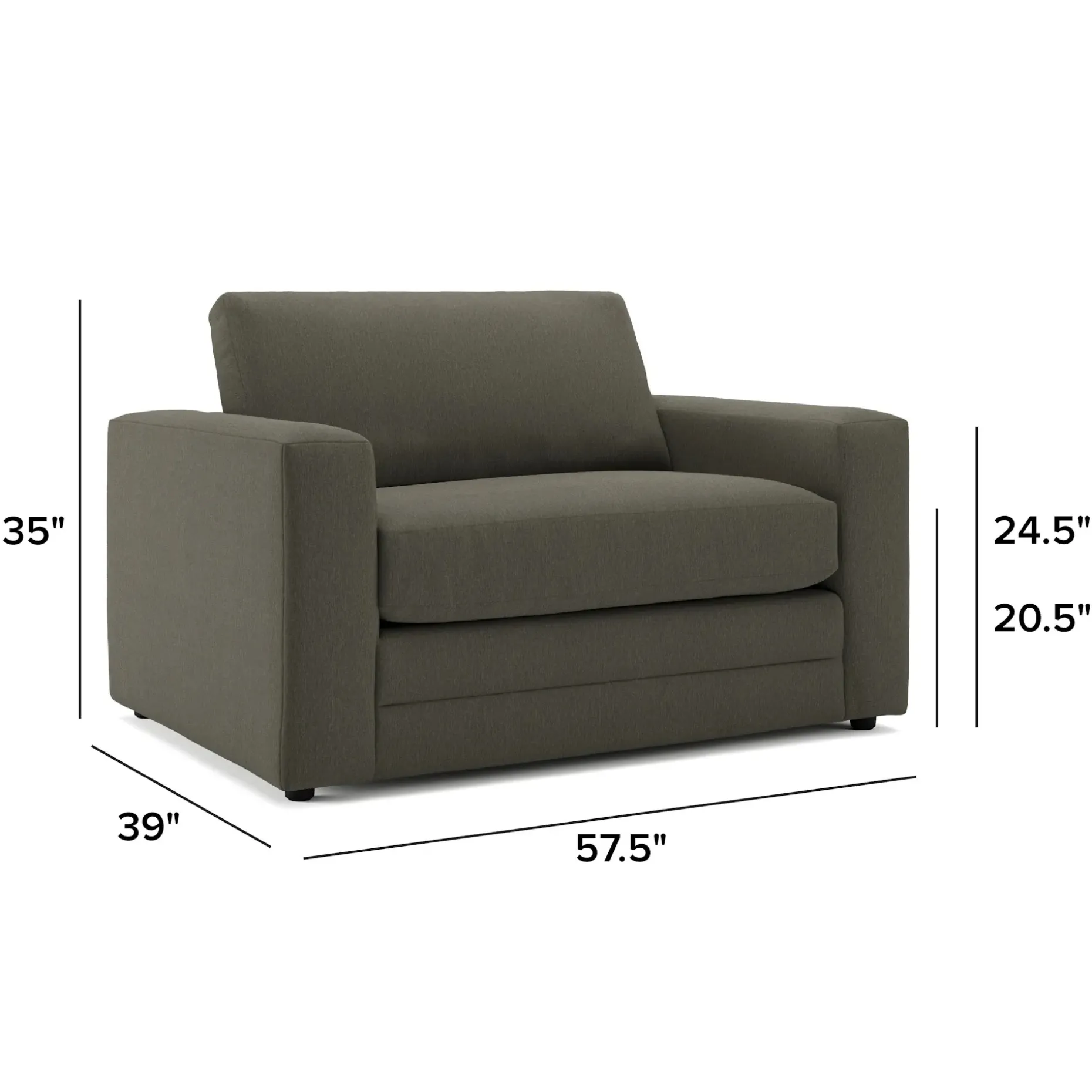 Riley 57.5" Sleeper Chair - Silver Moss