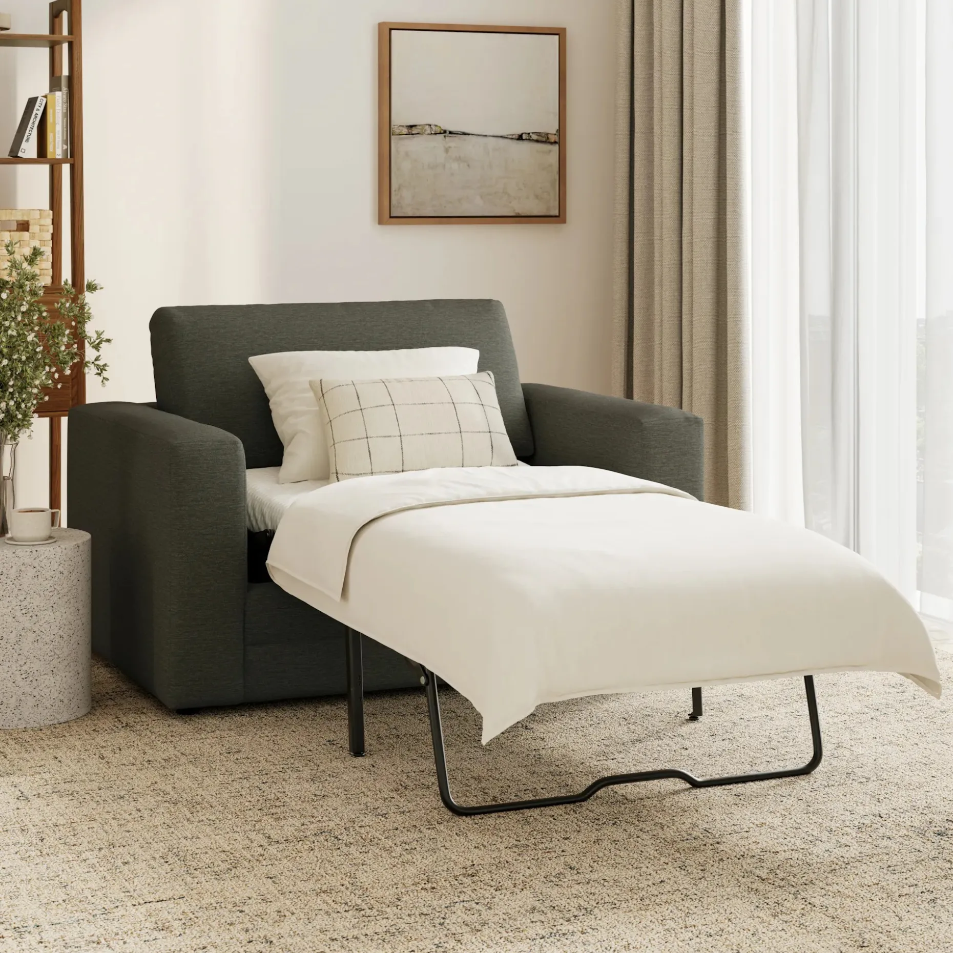 Riley 57.5" Sleeper Chair - Silver Moss